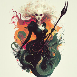 Stormcaller of the Abyssal Depths:

	•	Prompt: A fierce sea witc...