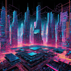 A mesmerizing dreamscape of interconnected digital circuits puls...