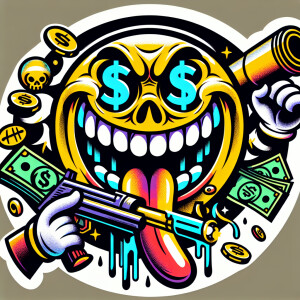 Design a highly intricate and comic like vivid circular logo fea...