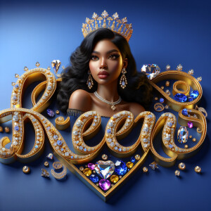 VCraft a 3-D image showcasing the name 'KAREN' in a luxurious go...