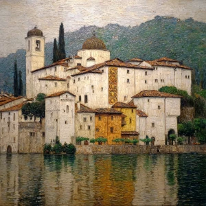 Oil painting on linen canvas, with linen fibers visible, ((by Gu...