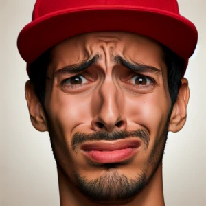 Create a hyper-realistic image of a Hispanic man with an express...