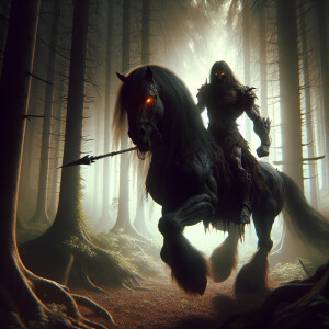 "In the heart of the shadowy forest, where light barely pierces...