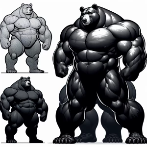 Big fat beefy black bear-like character