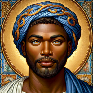 Create a slightly zoomed out portrait of an African-American man...