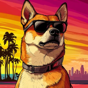 MEME DOGE in GTA art style — — in the style of a Grand Theft Au...