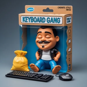 Design an image depicting a 3-dimensional thug-style action figu...