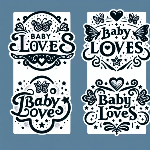 Create five unique logos for the brand "Baby Loves" featuring in...