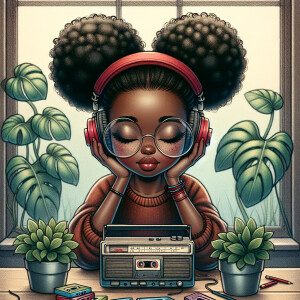 Digital airbrush cartoon realistic illustration. African America...