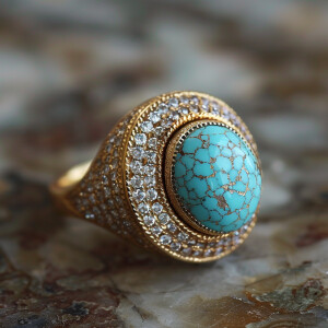 Turquoise Ring with clear diamonds