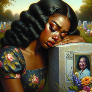 A beautiful light-skinned African-American woman with long wavy...