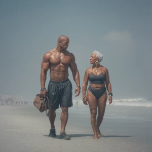 hyperRealism photo painting.a muscular sweaty  employer man walk...