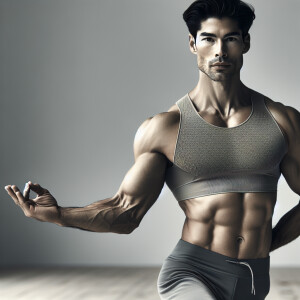 handsome and masculine man in yoga thong fashion outfit