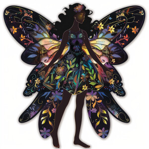 Mystical melanated Nightshade Fairy: A fairy with wings patterne...