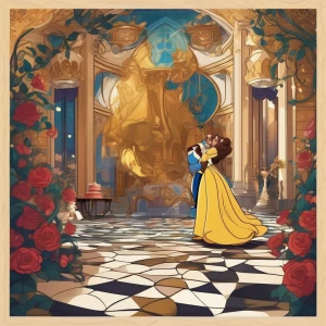 Create an image in the style of Disney, depicting characters fro...