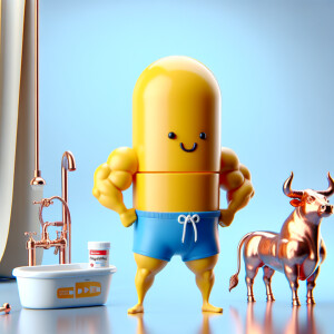 minion from Despicable Me bodybuilder in swimming trunks in bath...