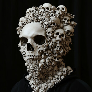 A person made from skulls