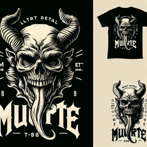 A complicated banner logo for the t shirt brand [' M u e r t e '...
