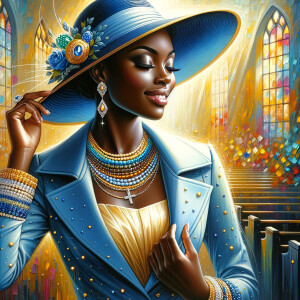 A spiritually enriching illustration portrays an African America...