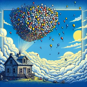 Create an image of a dynamic blue sky filled with drifting cloud...