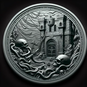 Design a high-contrast grayscale 3d bas relief of Davy jones loc...