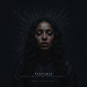 Design a rap album cover titled "Dark Matter" for artist Maria M...