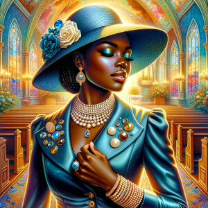 A spiritually enriching illustration portrays an African America...