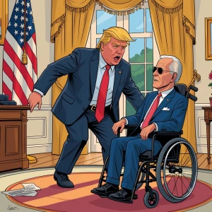 Donald Trump throws Joe Biden out of the White House, Biden sits...