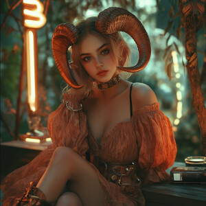 Capture a hyper-realistic, cool Cottagecore portrait of a young...