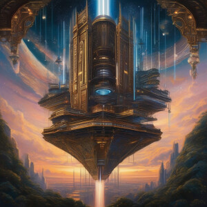 In a mesmerizing acrylic painting, a vintage-chic ravishing spac...