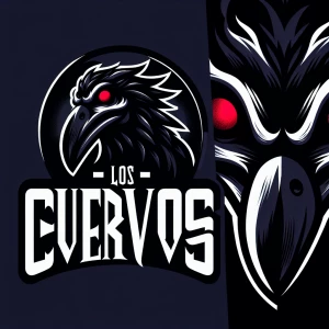 Create a logo with a menacing crow as the centerpiece, using dee...