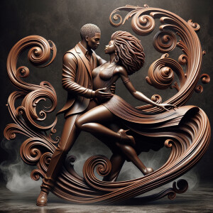 3d wood and porcelain sculpture of an Afrocentric woman with a m...