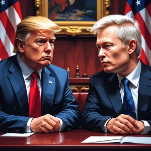 Trump, Putin, Elon Musk, in digital art style