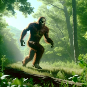 A humanoid looking hair covered sasquatch resembling the hulk bu...