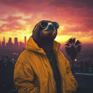 Sloths slerf meme..make a slick photo of slerf in a GTA6 backgro...