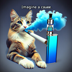 Cat vaping blue vape modern design photo