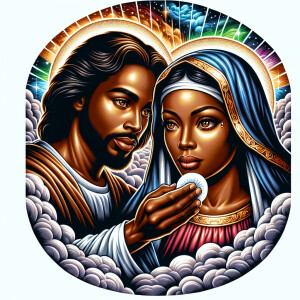 Ensure that the image distinctly represents both Jesus Christ an...