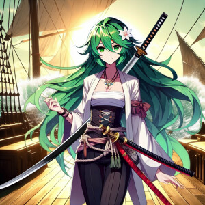 The daughter of Rangiku Matsumoto from Bleach and Roronoa Zoro f...