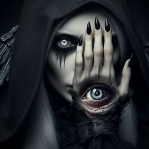 horrorcore combined with dark-art conjuring macabre gothic angel...