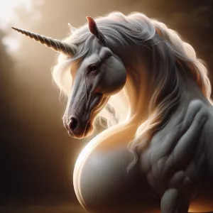 Please create an image of a realistic unicorn with a heavily pre...
