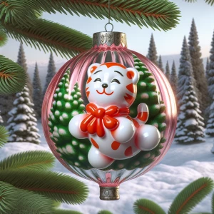 Photorealistic A photo of a 1950s kitschy blown glass Christmas...