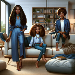 "Create a digital painting showcasing a sophisticated African-Am...