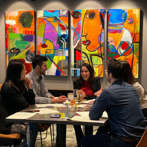Employees are participating in a corporate training session.