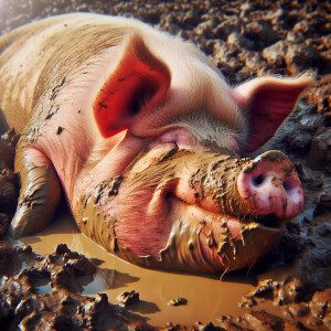 pig in mud