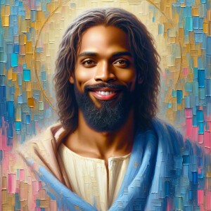 An oil painting of a light-skinned African American man resembli...