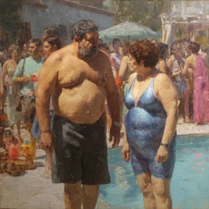 Photo realism, painting,a muscular beefy kashmiri son in law wal...