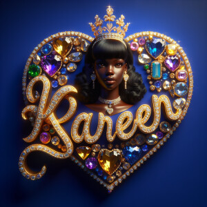 VCraft a 3-D image showcasing the name 'KAREN' in a luxurious go...