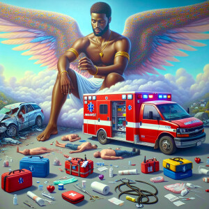 Create a realistic 3D oil painting depicting a scene of emergenc...