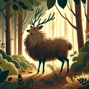 A deer with a lot of fur all over its body