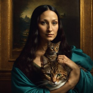 The Mona Lisa holding a cat